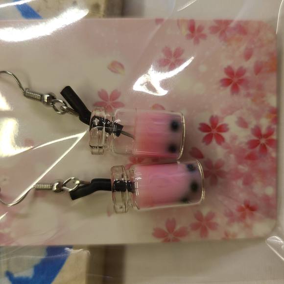 Jewelry - PINK BOBA DRINK EARRINGS
